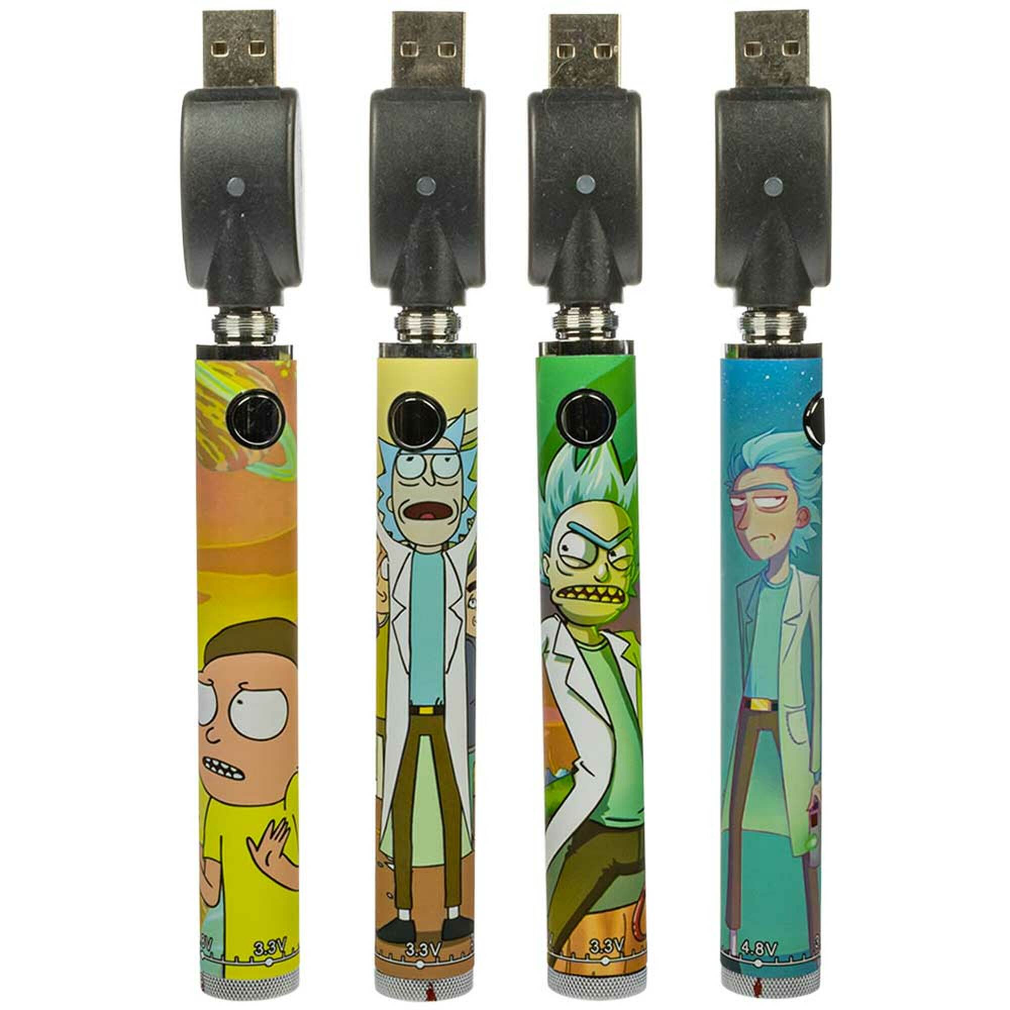 53569-G1-1300mAh-Rick-and-Morty-Twist-Batteries-Assorted-Graphic-Preheat-Group-Front__15314.1628867119 eGo Pen Battery w/charger 1100mAh - Image 1